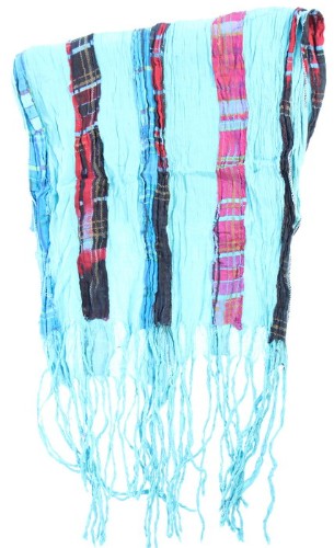 Scarf - Multi Check Strips (Blue)