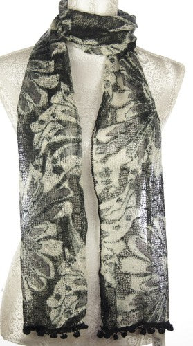 Scarf - Polyester with Pompom (Black)