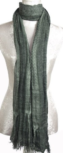 Scarf - Textured long with Fringes (Olive)