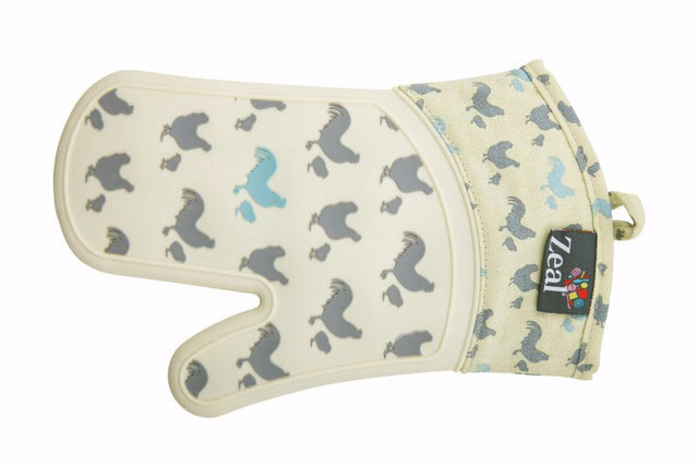 Heat resistant silicone Chicken Oven Gloves by ZEAL, 28cm long, provide snug fit and firm grip for safe cooking.