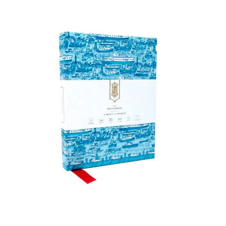 Premium Ferris Wheel Press Sketchbook with 240 acid-free pages, 160gsm, accordion pocket, and grosgrain ribbon marker.