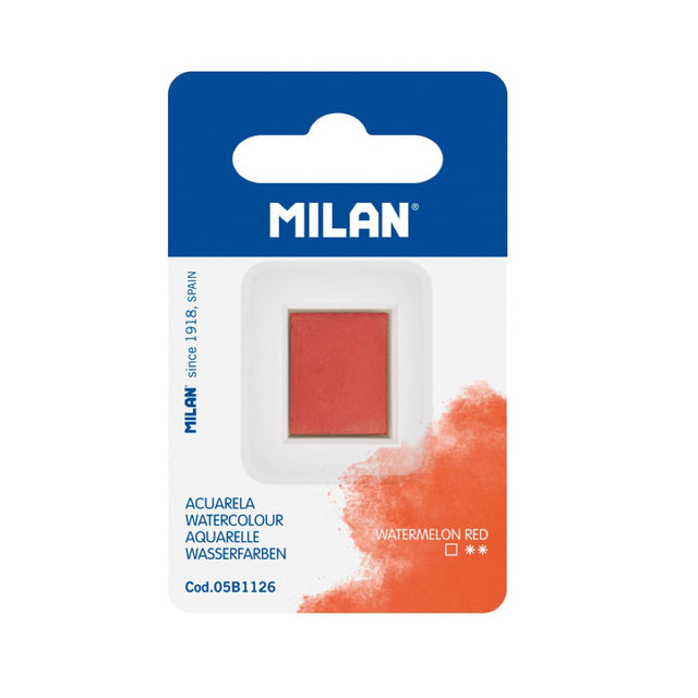 Milan Watercolour Half Pan Refill in Watermelon Red, vibrant, non-toxic pigment for versatile artistry and smooth blending.