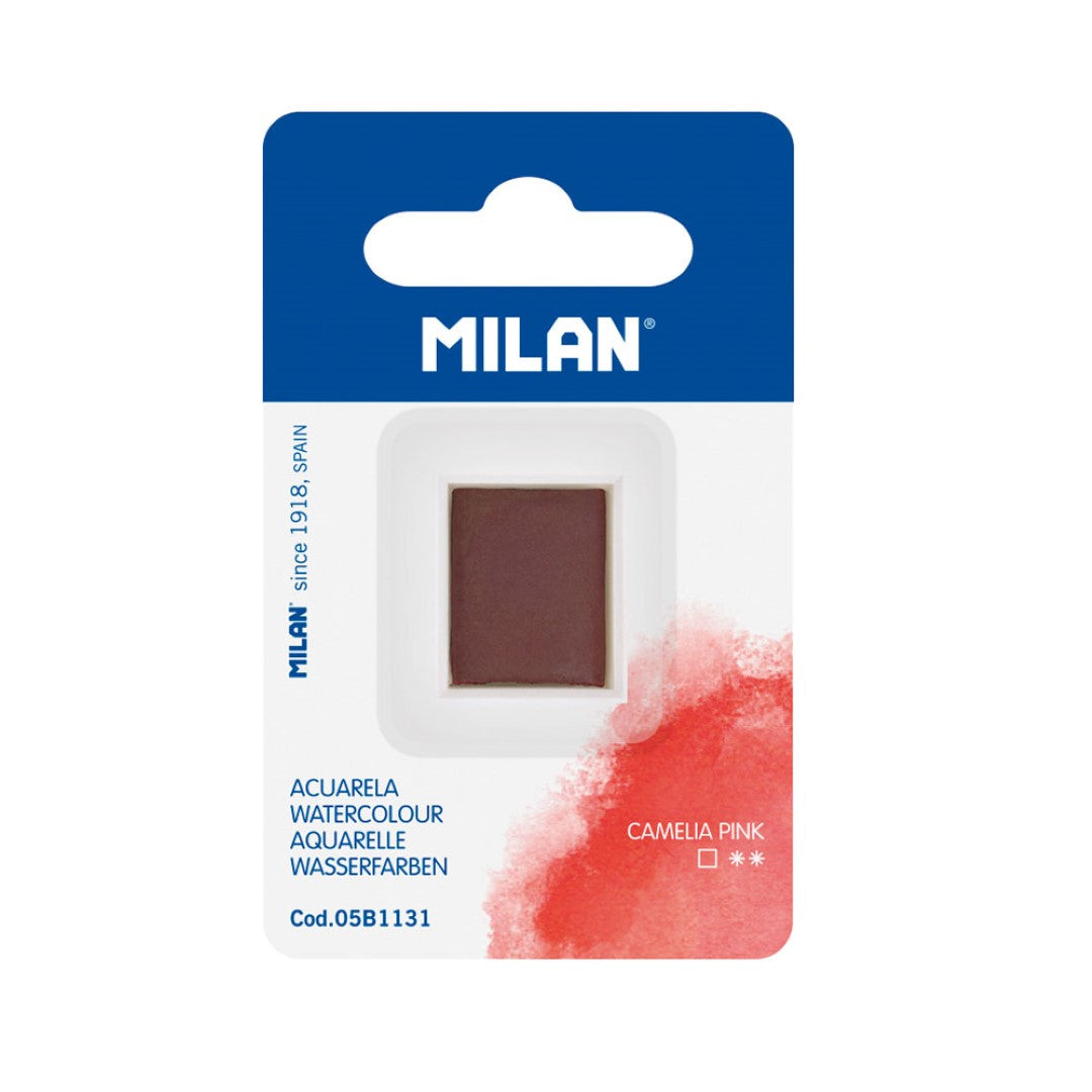 Milan Watercolour Half Pan in Camelia Pink, vibrant and versatile for stunning, fade-resistant artistic creations.