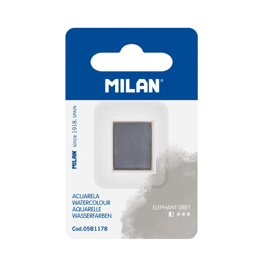 Milan Elephant Grey watercolour paint half pan refill, perfect for vibrant and fade-resistant artistic creations.