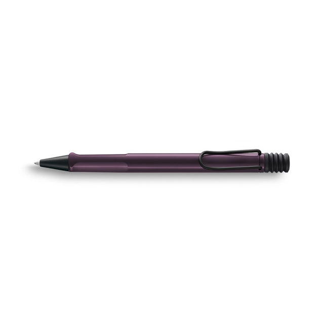 Lamy Safari LE Ballpoint in Violet Blackberry, featuring ergonomic design and durable ABS plastic for comfortable writing.