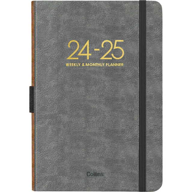 Executive A5 diary in PU leather, week-to-view layout, July 2024 to June 2025, with ribbon marker and pen loop.