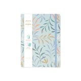 Filofax Botanical A4 Notebook in Mint with floral designs, 56 ruled pages, refillable, and fountain pen friendly.