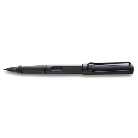 Lamy Safari Fountain Pen in charcoal with broad nib, featuring ergonomic design for comfortable writing and elegant style.