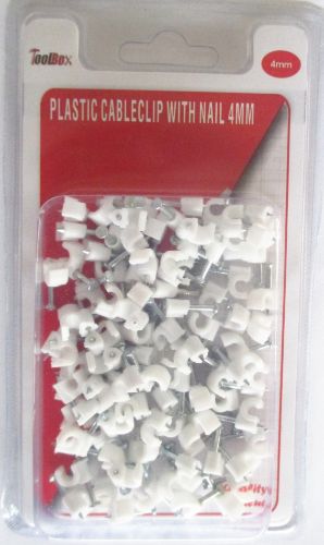 Plastic Cable Clip With Nail 4mm (600pcs)