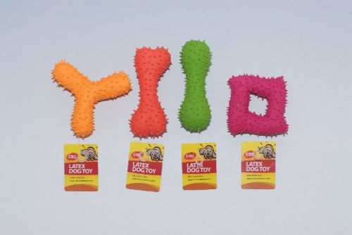 Dog Toy - Squeaky And Spikey Latex (Set Of 4 Assorted)