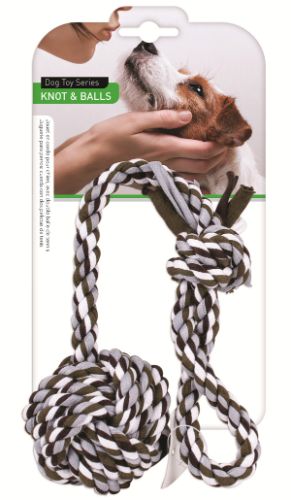 Dog Rope Toy With Knot And Ball (Set Of 2)