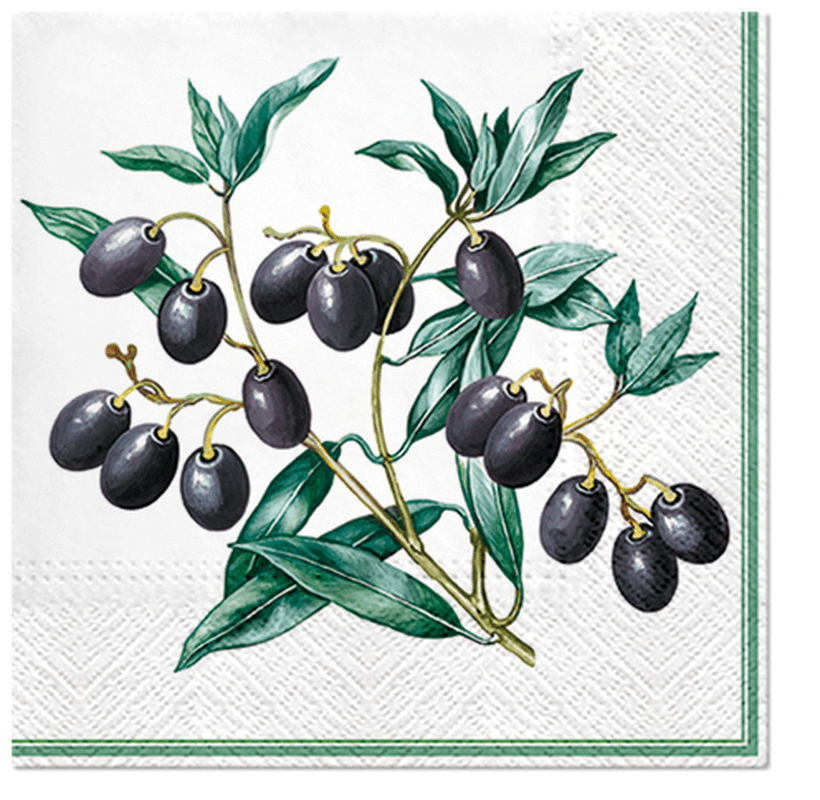 Paw Lunch Napkin 33cm Olives With Frame
