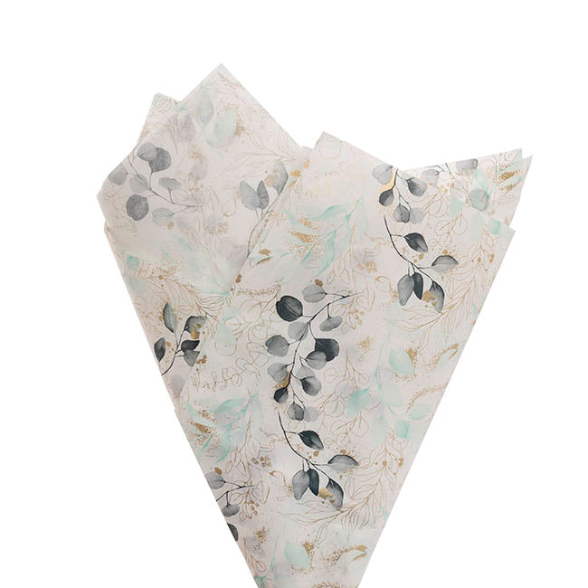 Tissue Paper Luxe Leaves Pk100 28gsm White