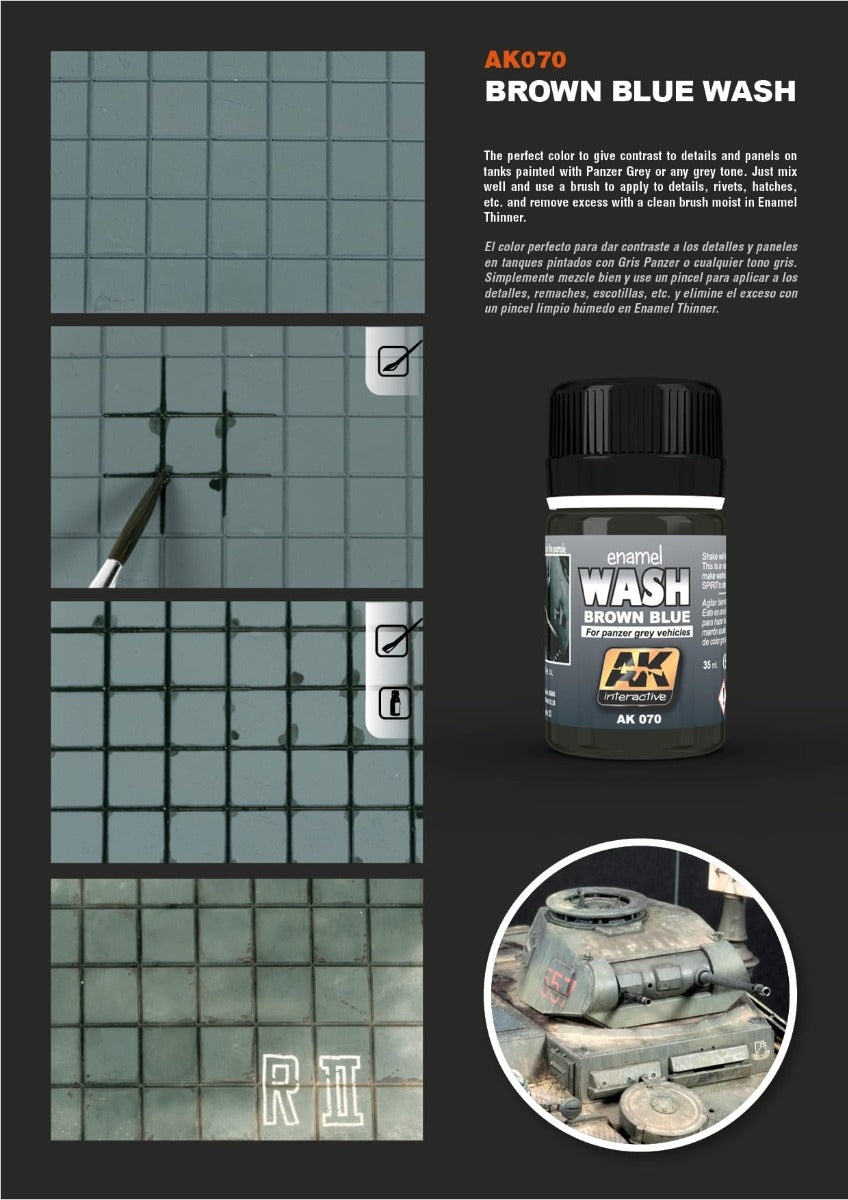 AK Interactive - Weathering Products - Wash For Panzer Grey 35ml