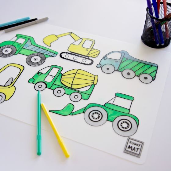 Funny Mat Large - Construction Trucks - Akademi