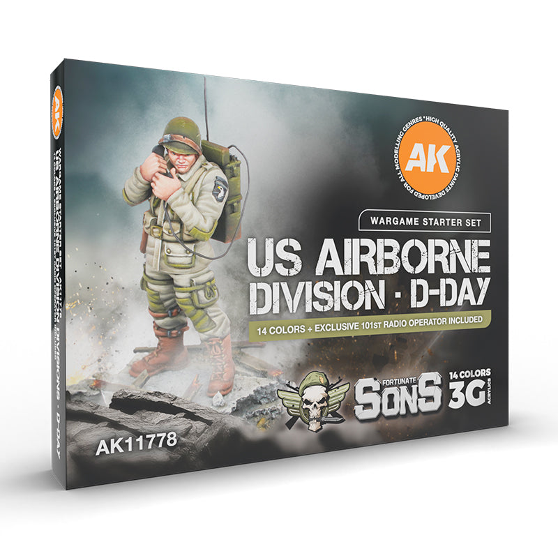 Ak Interactive - 3 Gen Acrylics - Us Airborne Division D-Day. Wargame Starter