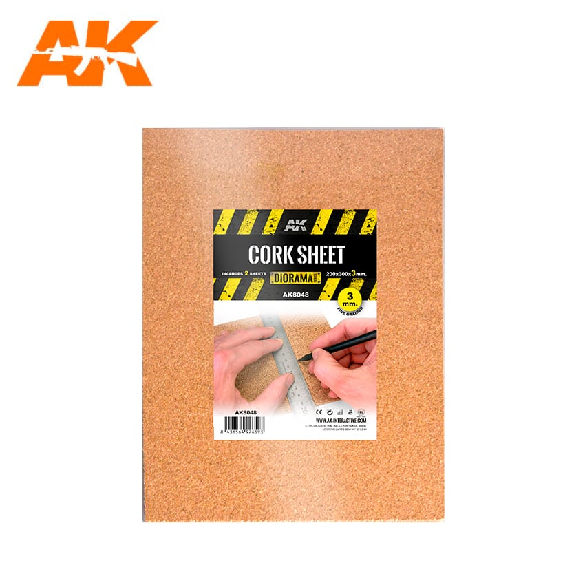 AK Interactive - Building Materials - Cork Sheets Fine Grained 200x300x3mm