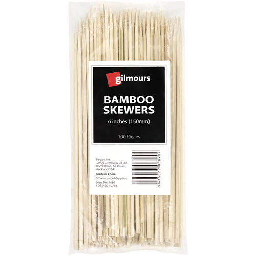 Gilmours Bamboo Skewer 6 inch 100pk