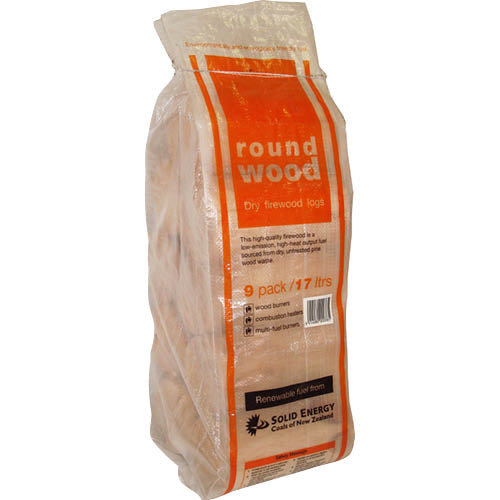 Solid Energy Round Wood Dry Firewood Logs 9pk