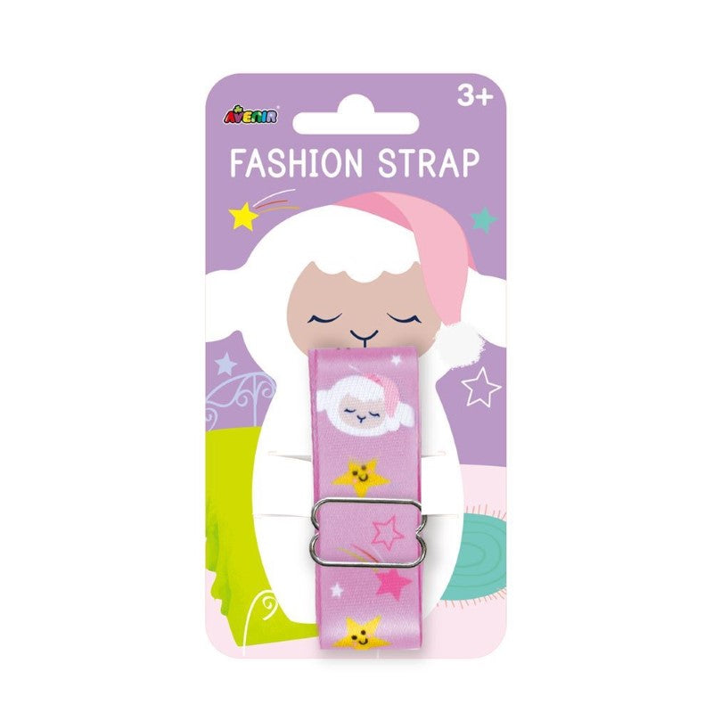 Adjustable Avenir Snoozy Lamb strap with metal buckles, perfect for kids' dolls, bags, and phones, aged 3+.