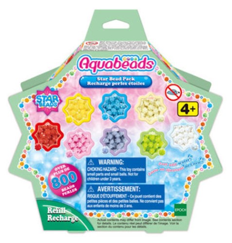 Aquabeads Star Bead Refill Pack with 600+ vibrant beads and templates for creative kids' arts and crafts projects.