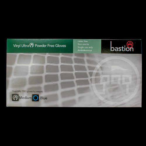 Bastion Vinyl Ultra Blue Powder Free Medium Gloves 100pk