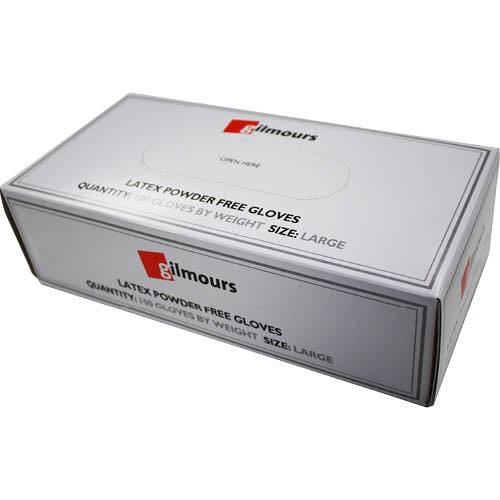Gilmours Latex Powder Free Gloves Large 100ea
