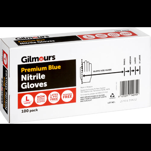 Gilmours Nitrile Gloves Large Disposable Gloves 100pk