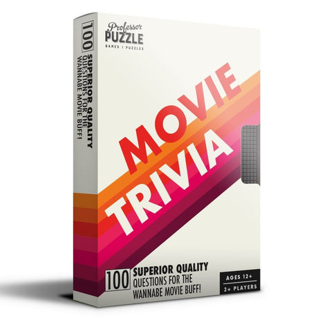 Exciting Game - Movie Trivia cards featuring 50 cards and 100 challenging questions for movie lovers ages 12 and up.