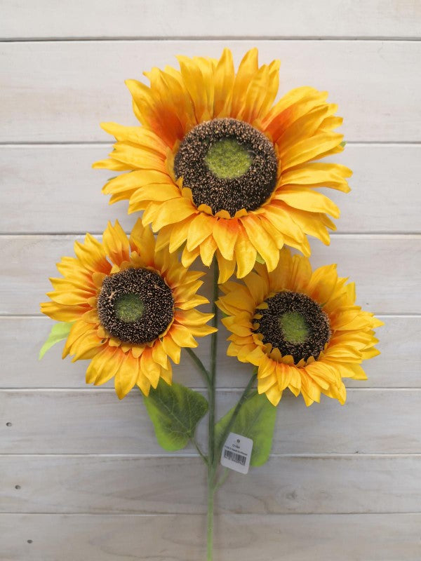 Artificial - Large Sunflower Spray w/3 Heads