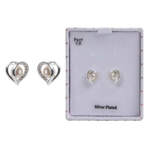 Equilibrium Modern Heart Fresh Water Pearl Earrings