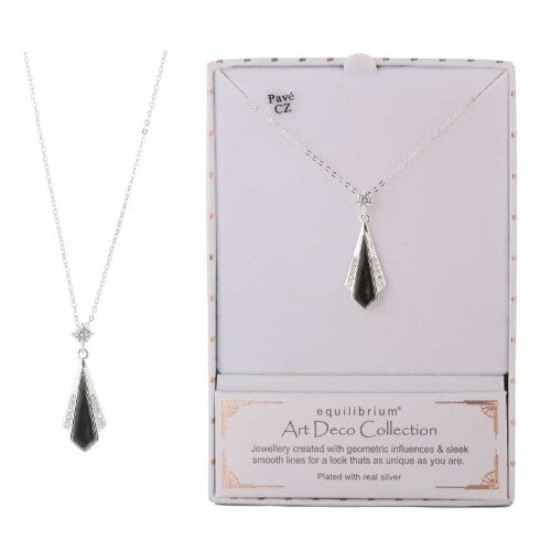 Equilibrium Art Deco Black Kite Necklace