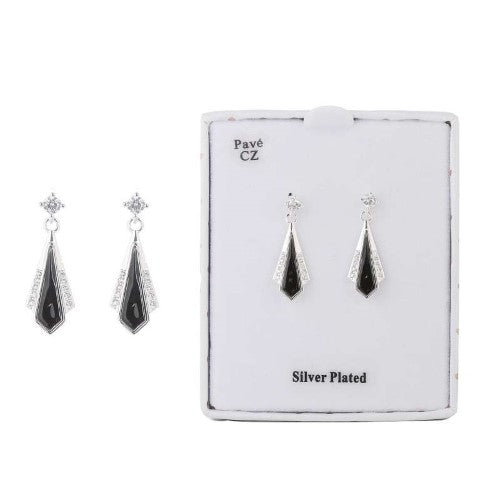 Equilibrium Art Deco Black Kite Earrings