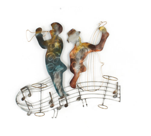 Musicians on Stave with hooks and holders - Metal Wall Art