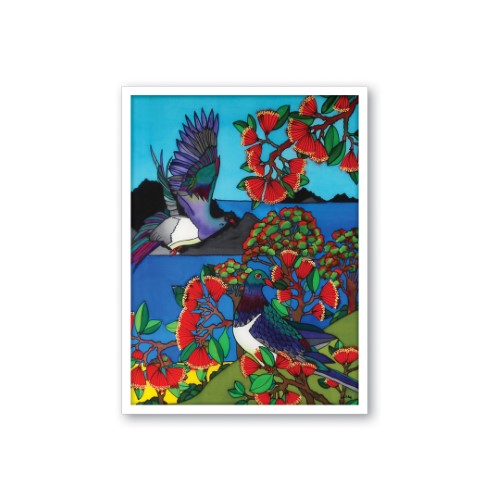 Jo May Kiwiana Framed Canvas Print - Wood Pigeon