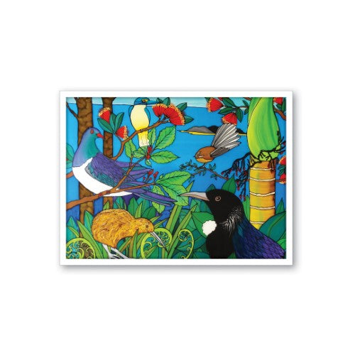 Jo May Kiwiana Framed Canvas Print - NZ Birds