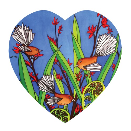 Jo May Kiwiana 3D Textured Ceramic Heart Wall Hanging - Fantails