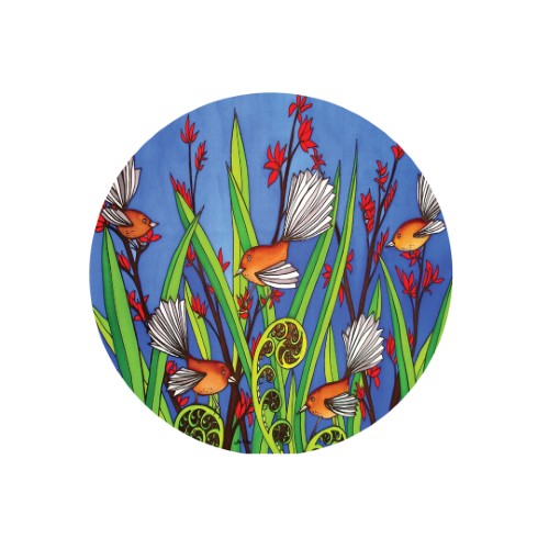 Jo May Kiwiana Round Ceramic Trivet / Wall hanging  - Fantails