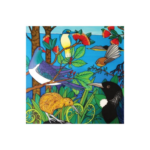 Jo May Kiwiana 3D Textured Square Ceramic Tile / Wall hanging  - NZ Birds