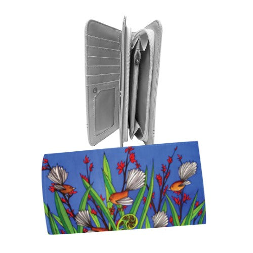 Jo May Kiwiana Wallet Material with black lining - Fantails