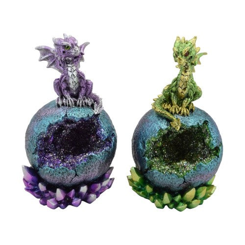Ornament - Set of 2 Dragons on Geode