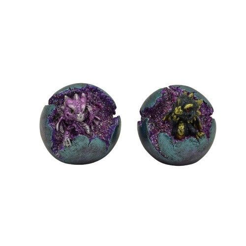 Ornament - Set of 2 Dragon Geode Purple and Black