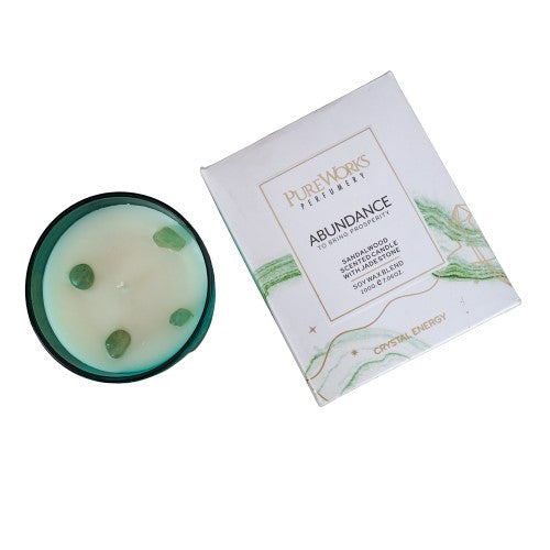 Abundance Sandalwood with Jade Crystal Energy Candle 200gm