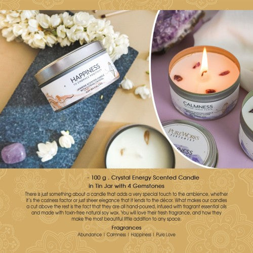 Happiness Jasmine with Citrine Crystal Energy Candle 80gm