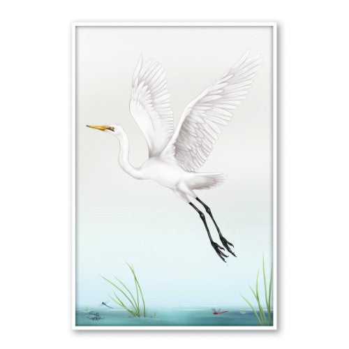 Sophie Blokker Kiwiana Framed Canvas Print Large - White Heron