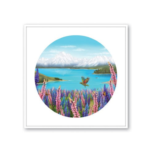 Sophie Blokker Kiwiana Framed Canvas Print Medium - Lake Tekapo