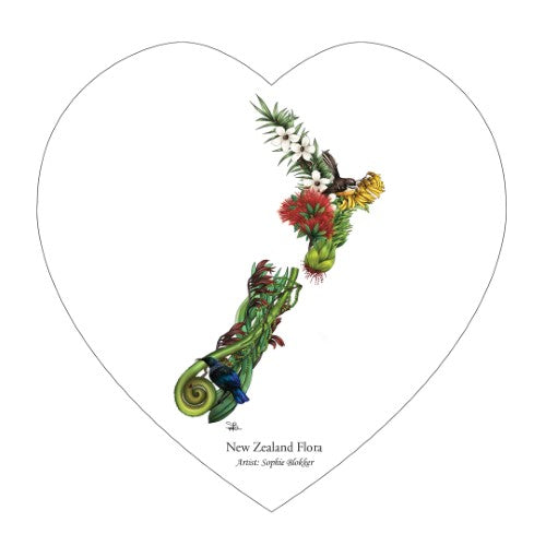 Sophie Blokker Kiwiana Ceramic Heart Wall Hanging  - NZ Flora