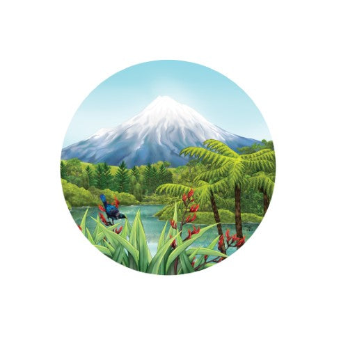 Sophie Blokker Kiwiana Round Ceramic Trivet / Wall hanging  - Mt Taranaki