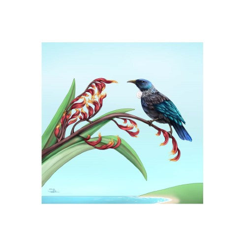 Sophie Blokker Kiwiana 3D Square Ceramic Tile / Wall hanging  - Mirror Tui