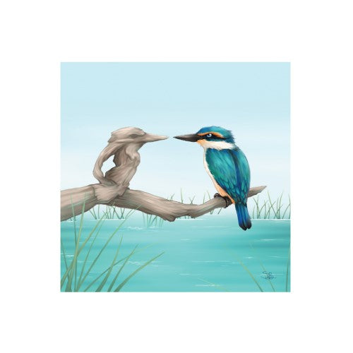 Sophie Blokker Kiwiana  Ceramic Tile / Wall hanging  - Mirror Kingfisher